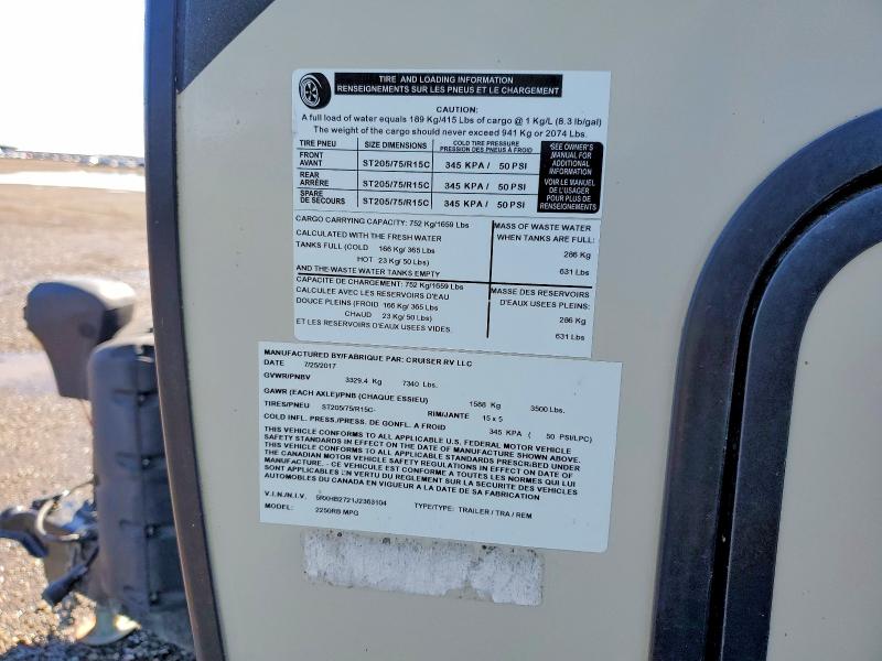 56601876 :رقم المزاد ، 5RXHB2721J2363104 vin ، 2018 Cruiser R.v. Llc Recreational Vehicle (rv) مزاد بيع