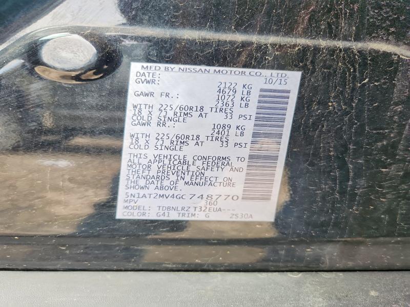 Продаж на аукціоні авто 2016 Nissan Rogue, vin: 5N1AT2MV4GC748770, номер лоту: 56818006