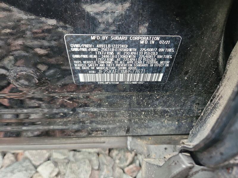 56360166 :رقم المزاد ، JF2SKAFCXMH577671 vin ، 2021 Subaru Forester مزاد بيع
