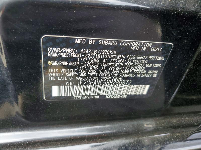 Продаж на аукціоні авто 2017 Subaru Crosstrek, vin: JF2GPANC5HH280872, номер лоту: 55621976