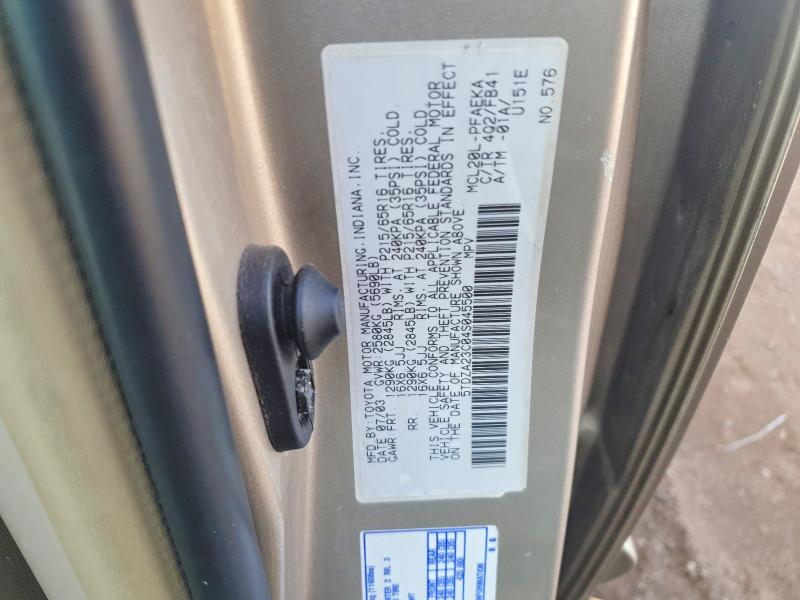 Aukcja sprzedaży 2004 Toyota Sienna, vin: 5TDZA23C04S045500, numer aukcji: 57542026