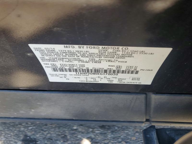2014 Ford Taurus მანქანა იყიდება აუქციონზე, vin: 1FAHP2D80EG170020, აუქციონის ნომერი: 58154336