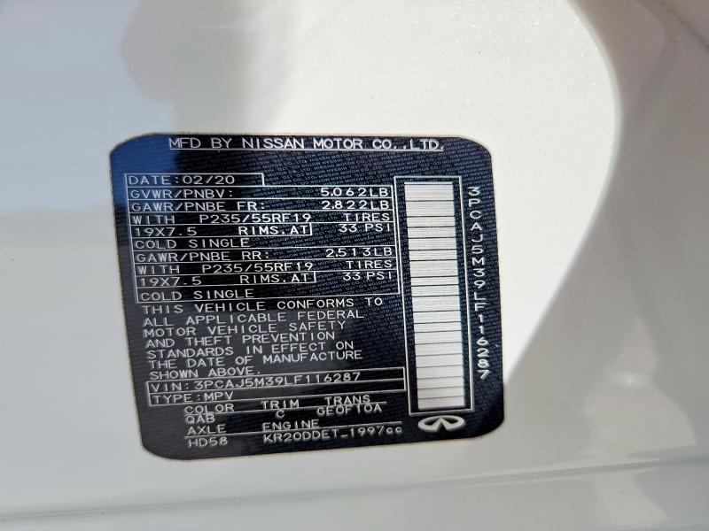 Продаж на аукціоні авто 2020 Infiniti Qx50, vin: 3PCAJ5M39LF116287, номер лоту: 56691276