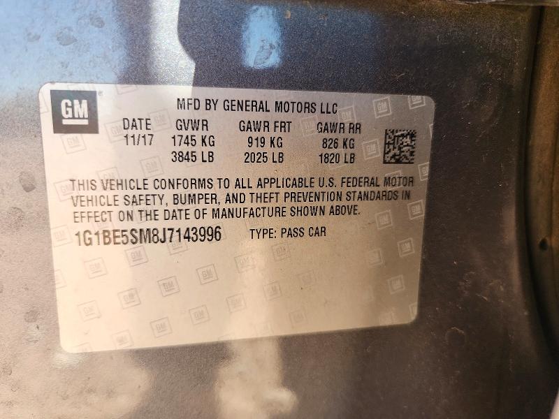 Aukcja sprzedaży 2018 Chevrolet Cruze, vin: 1G1BE5SM8J7143996, numer aukcji: 85983805