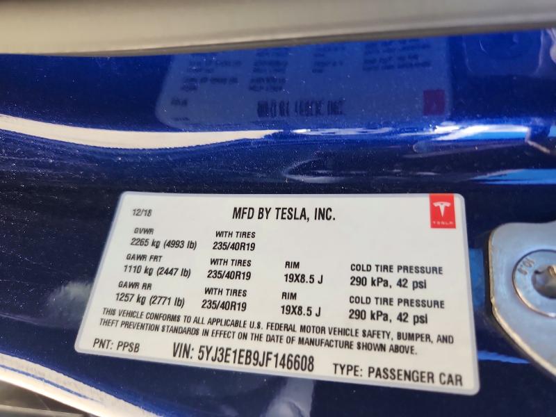 Продажа на аукционе авто 2018 Tesla Model 3, vin: 5YJ3E1EB9JF146608, номер лота: 58992586