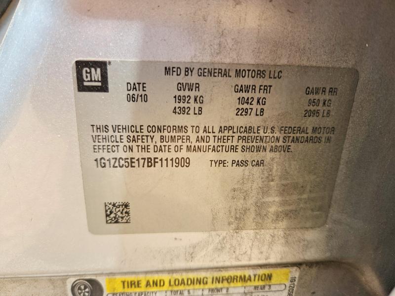 57626216 :رقم المزاد ، 1G1ZC5E17BF111909 vin ، 2011 Chevrolet Malibu مزاد بيع