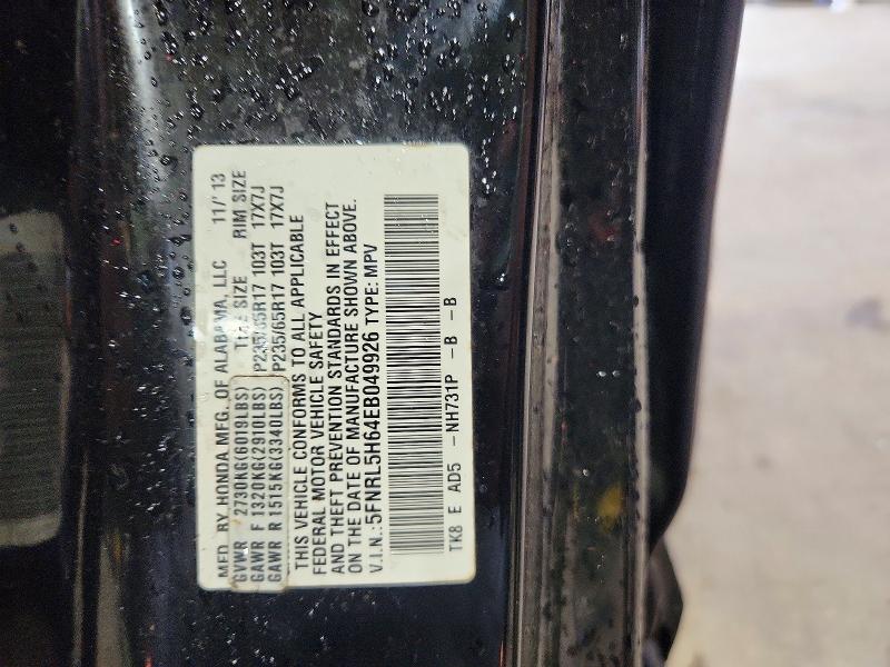 Aukcja sprzedaży 2014 Honda Odyssey, vin: 5FNRL5H64EB049926, numer aukcji: 57890696