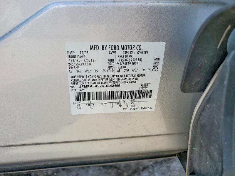 Aukcja sprzedaży 2019 Ford Edge, vin: 2FMPK3K92KBB42465, numer aukcji: 55996176