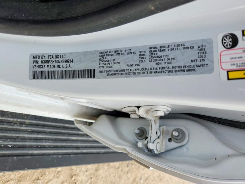 Продаж на аукціоні авто 2022 Ram 1500, vin: 1C6RREHT0NN399244, номер лоту: 57597566