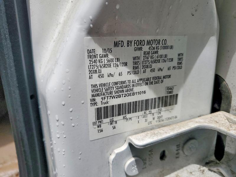 Aukcja sprzedaży 2016 Ford F250, vin: 1FT7W2BT2GEB11016, numer aukcji: 54792746