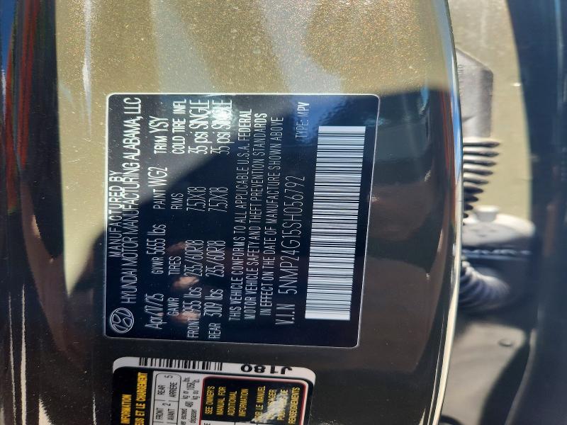 2025 Hyundai Santa Fe მანქანა იყიდება აუქციონზე, vin: 5NMP24G15SH056792, აუქციონის ნომერი: 57230266