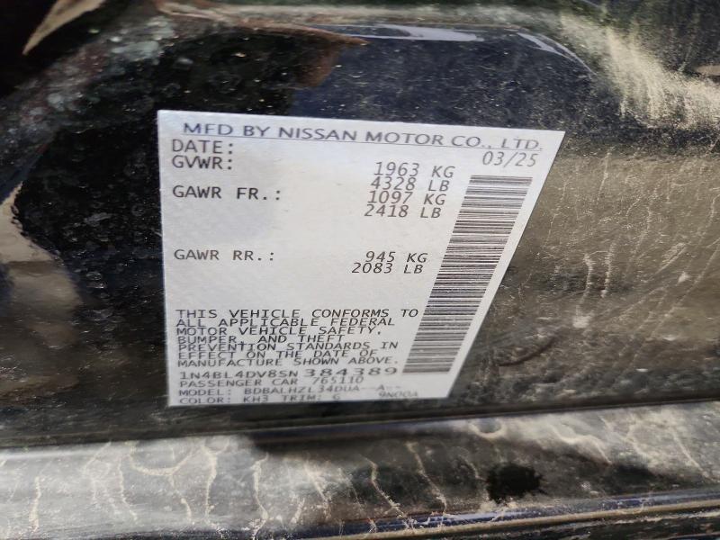 57202396 :رقم المزاد ، 1N4BL4DV8SN384389 vin ، 2025 Nissan Altima مزاد بيع