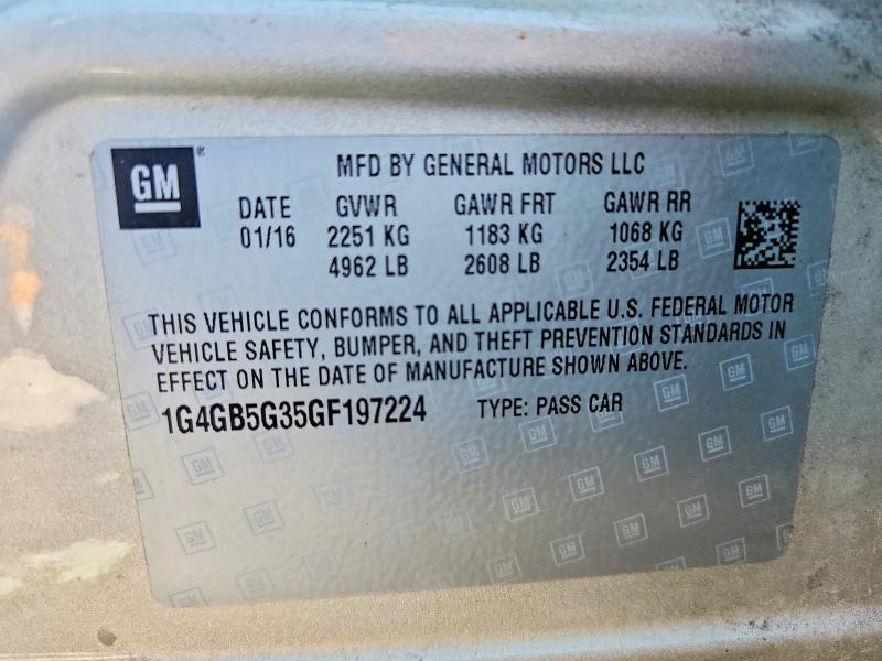 Продаж на аукціоні авто 2016 Buick Lacrosse, vin: 1G4GB5G35GF197224, номер лоту: 58746596