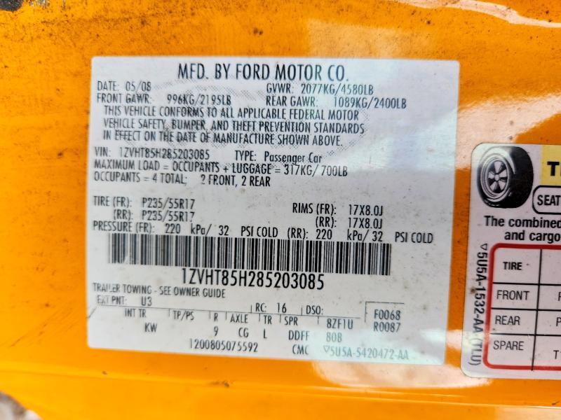 Продажа на аукционе авто 2008 Ford Mustang, vin: 1ZVHT85H285203085, номер лота: 57313506