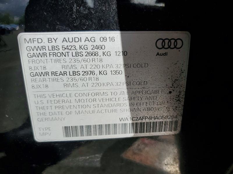 Продаж на аукціоні авто 2017 Audi Q5, vin: WA1C2AFP4HA059294, номер лоту: 56065316