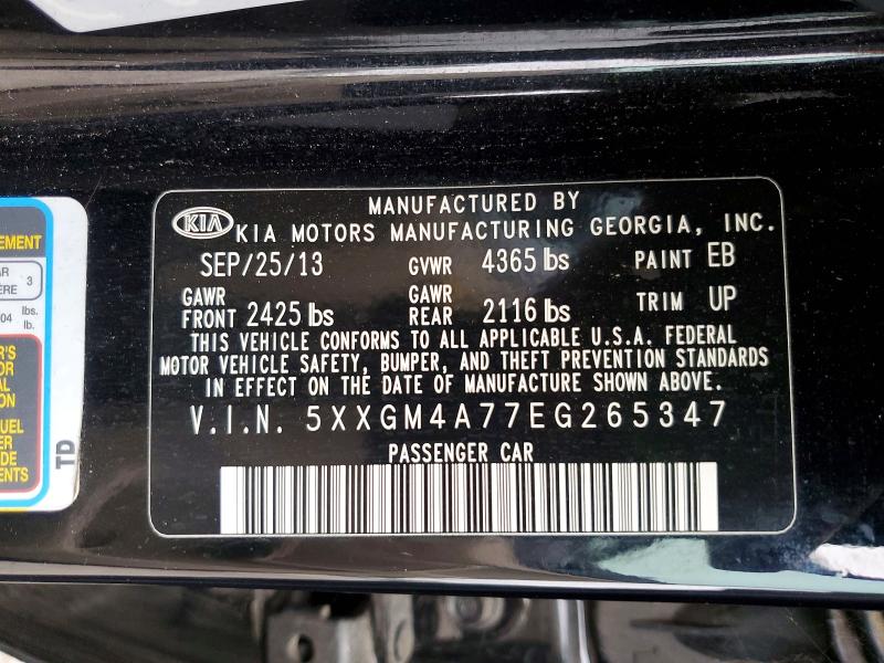 Продажа на аукционе авто 2014 Kia Optima, vin: 5XXGM4A77EG265347, номер лота: 57970236