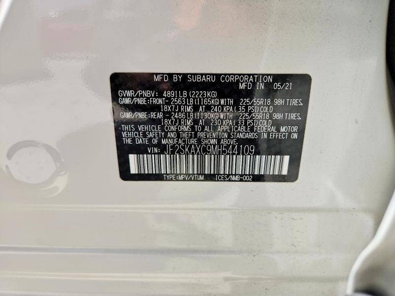 59284116 :رقم المزاد ، JF2SKAXC9MH544109 vin ، 2021 Subaru Forester مزاد بيع