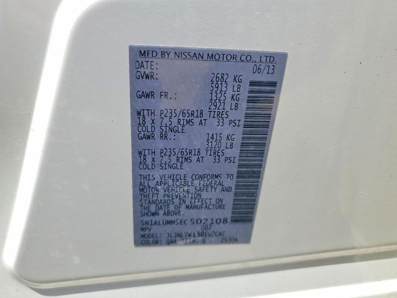 Продажа на аукционе авто 2014 Infiniti Qx60, vin: 5N1AL0MM5EC502108, номер лота: 55364526