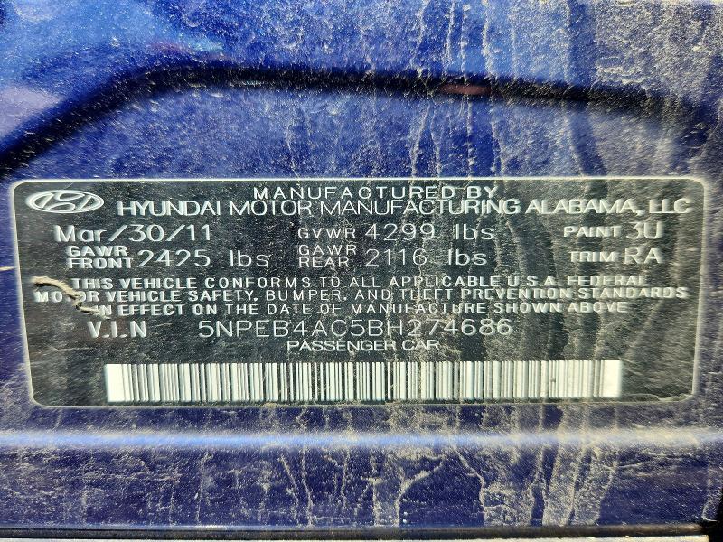 Aukcja sprzedaży 2011 Hyundai Sonata, vin: 5NPEB4AC5BH274686, numer aukcji: 56682596