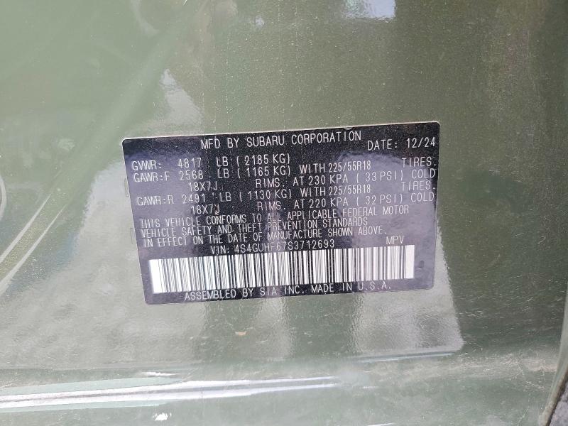 2025 Subaru Crosstrek მანქანა იყიდება აუქციონზე, vin: 4S4GUHF67S3712693, აუქციონის ნომერი: 55327696