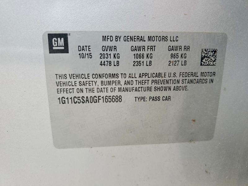 Продаж на аукціоні авто 2016 Chevrolet Malibu Limited, vin: 1G11C5SA0GF165688, номер лоту: 57172466