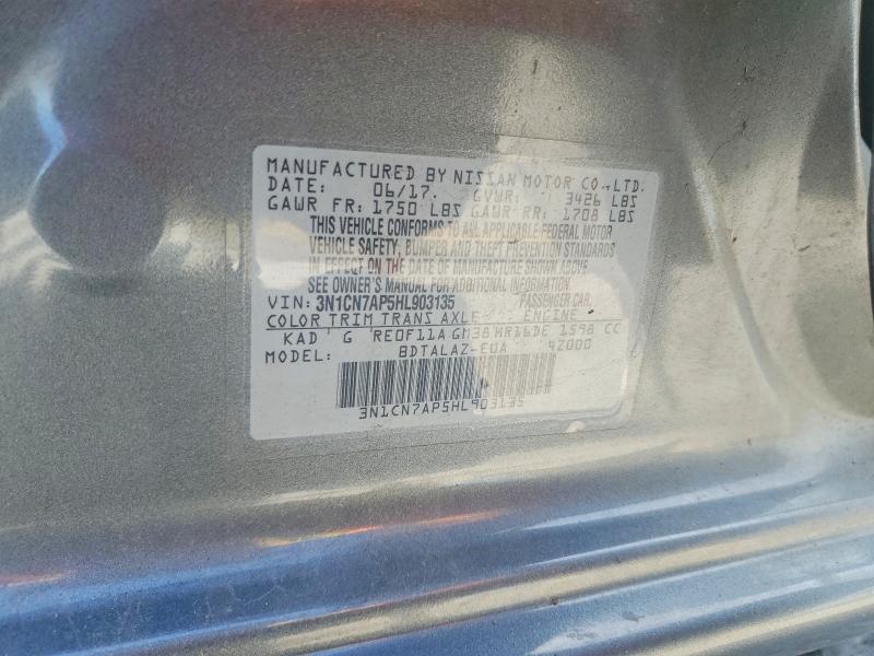 57437256 :رقم المزاد ، 3N1CN7AP5HL903135 vin ، 2017 Nissan Versa مزاد بيع