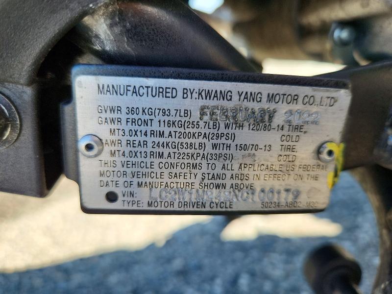 58477196 :رقم المزاد ، LC2W1M242NC100179 vin ، 2022 Kymco Usa Inc X-town مزاد بيع