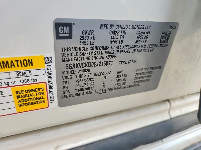 2014 Buick Enclave მანქანა იყიდება აუქციონზე, vin: 5GAKVCKD0EJ215571, აუქციონის ნომერი: 55386806