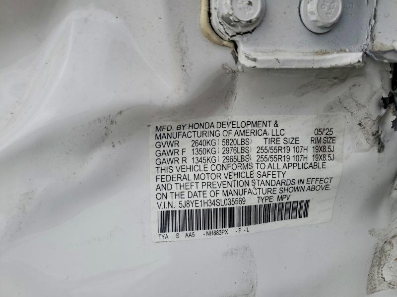 58025776 :رقم المزاد ، 5J8YE1H34SL035569 vin ، 2025 Acura Mdx مزاد بيع