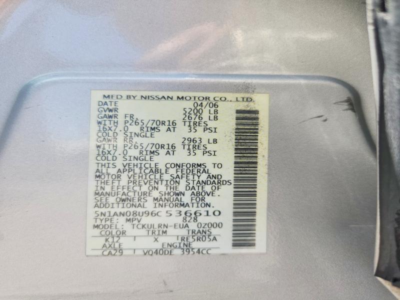 55802436 :رقم المزاد ، 5N1AN08U96C536610 vin ، 2006 Nissan Xterra مزاد بيع
