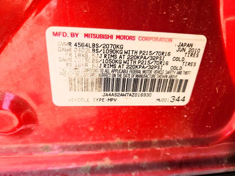 Продажа на аукционе авто 2010 Mitsubishi Outlander, vin: JA4AS2AW7AZ016930, номер лота: 55641896