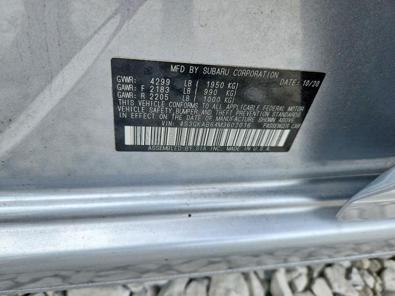 Aukcja sprzedaży 2021 Subaru Impreza, vin: 4S3GKAB64M3602016, numer aukcji: 57937216