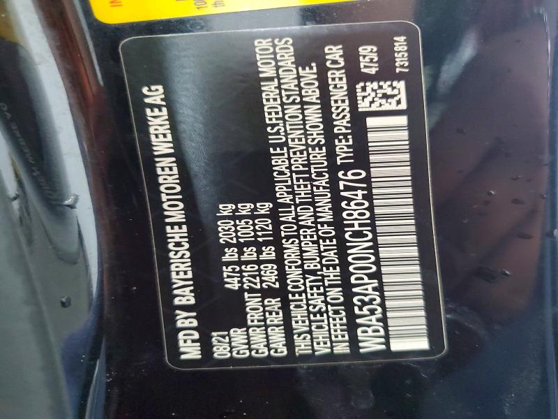 55506906 :رقم المزاد ، WBA53AP00NCH86476 vin ، 2022 Bmw 430i مزاد بيع