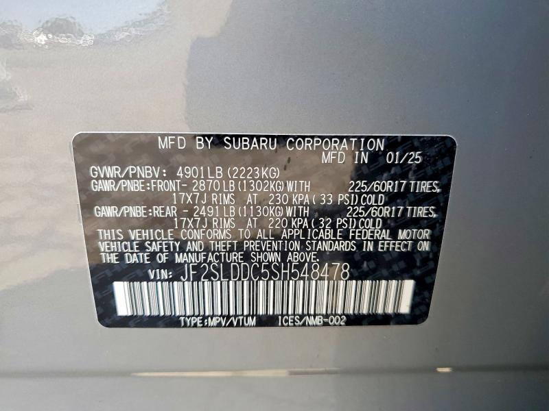 56261306 :رقم المزاد ، JF2SLDDC5SH548478 vin ، 2025 Subaru Forester مزاد بيع