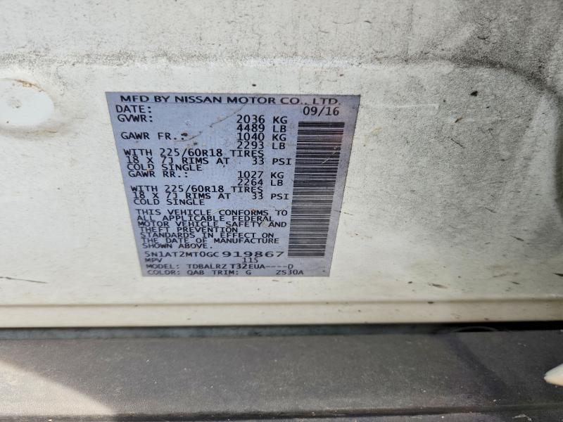 57024766 :رقم المزاد ، 5N1AT2MT0GC919867 vin ، 2016 Nissan Rogue مزاد بيع