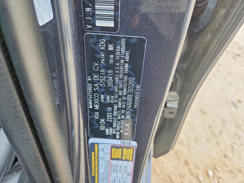 2024 Kia Forte მანქანა იყიდება აუქციონზე, vin: 3KPF24AD8RE765202, აუქციონის ნომერი: 55753516
