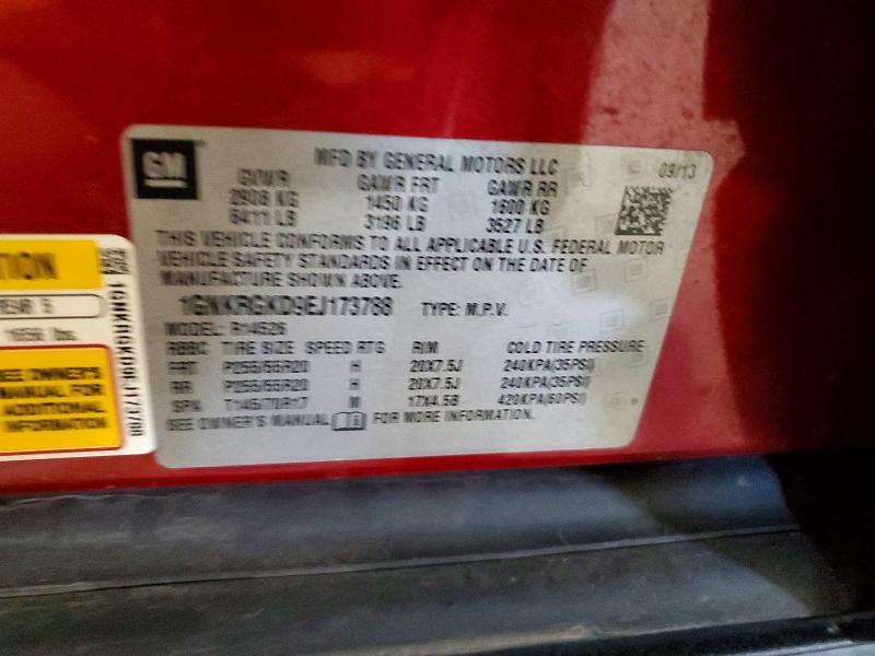55340256 :رقم المزاد ، 1GNKRGKD9EJ173788 vin ، 2014 Chevrolet Traverse مزاد بيع
