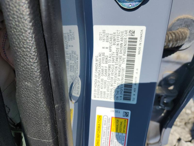 Продажа на аукционе авто 2022 Honda Civic, vin: 2HGFE1F92NH301087, номер лота: 59307846