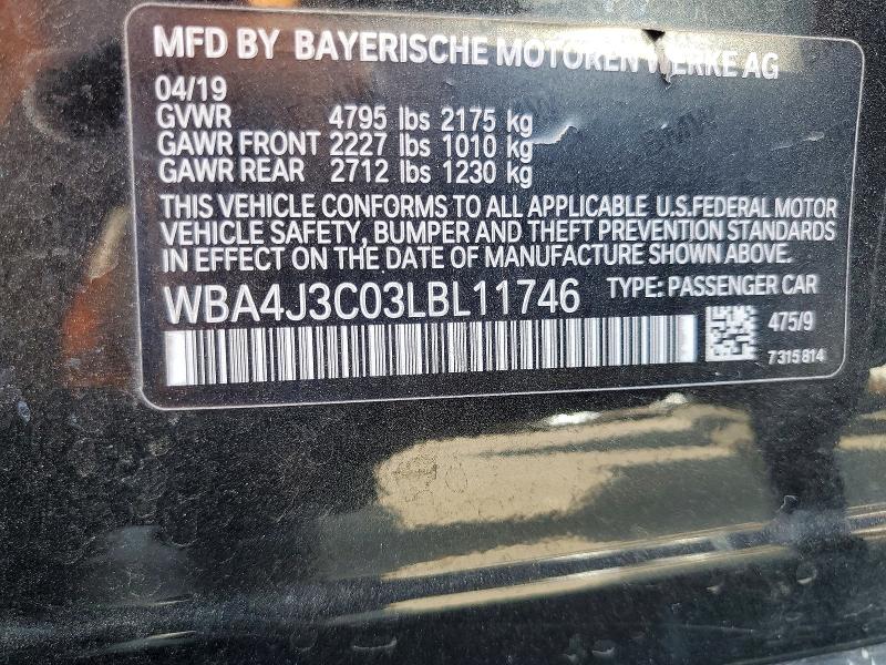 59329636 :رقم المزاد ، WBA4J3C03LBL11746 vin ، 2020 Bmw 430xi مزاد بيع