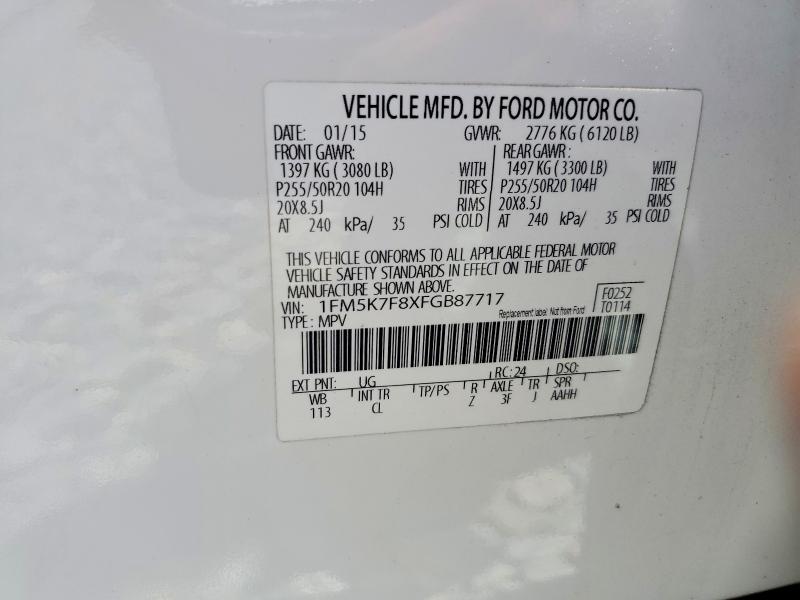 Продажа на аукционе авто 2015 Ford Explorer, vin: 1FM5K7F8XFGB87717, номер лота: 58223436