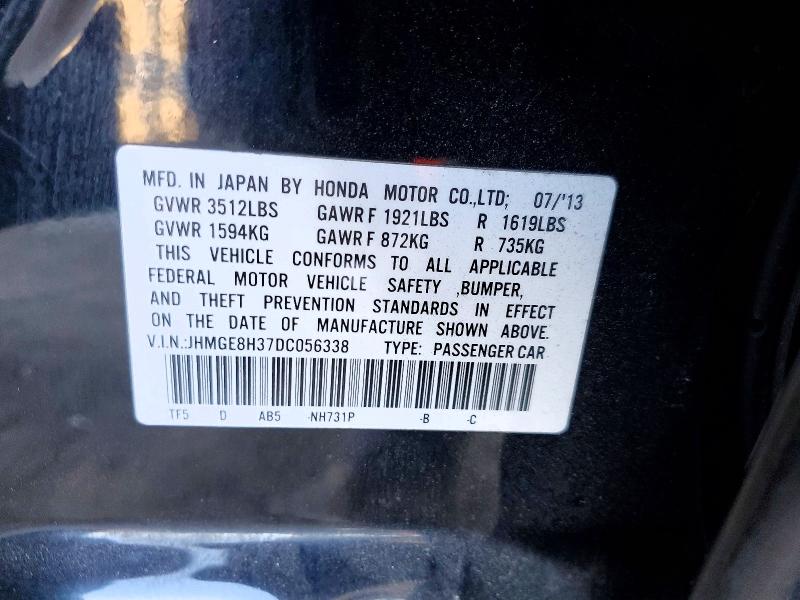 57360726 :رقم المزاد ، JHMGE8H37DC056338 vin ، 2013 Honda Fit مزاد بيع