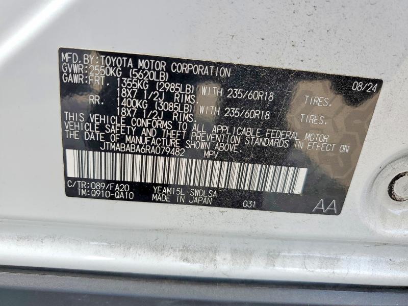 59638506 :رقم المزاد ، JTMABABA6RA079482 vin ، 2024 Subaru Solterra مزاد بيع