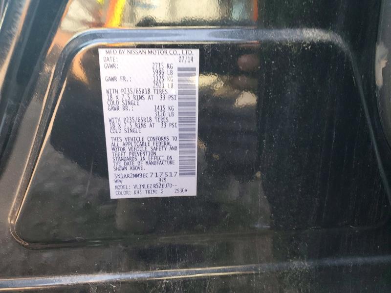 2014 Nissan Pathfinder მანქანა იყიდება აუქციონზე, vin: 5N1AR2MM9EC717517, აუქციონის ნომერი: 58428986