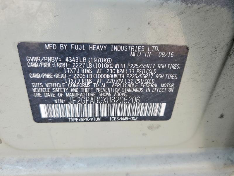 Aukcja sprzedaży 2017 Subaru Crosstrek, vin: JF2GPABCXH8206206, numer aukcji: 58234166