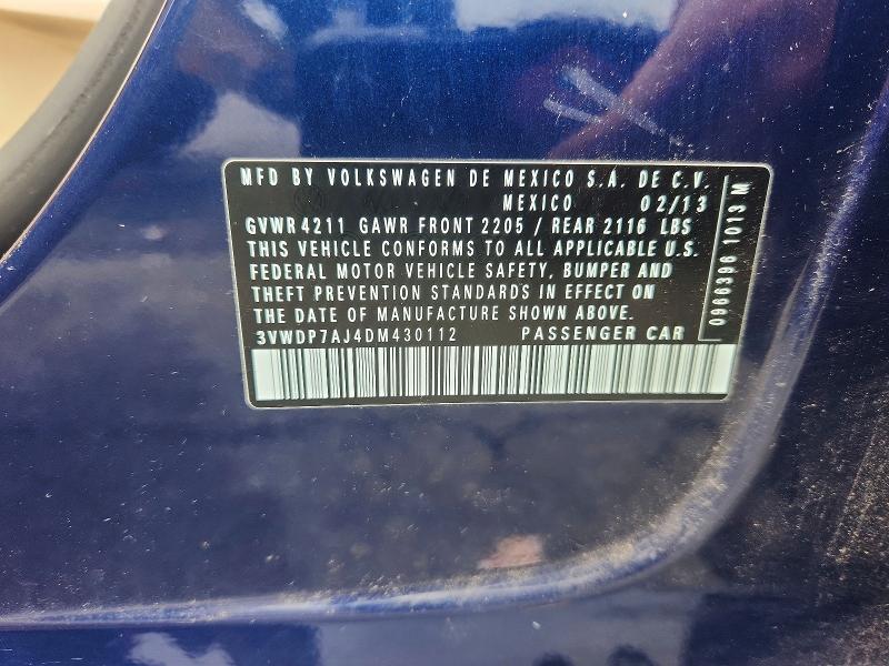 Продажа на аукционе авто 2013 Volkswagen Jetta, vin: 3VWDP7AJ4DM430112, номер лота: 59112846