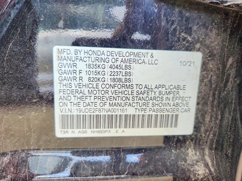 Aukcja sprzedaży 2022 Acura Ilx, vin: 19UDE2F87NA001161, numer aukcji: 57388936