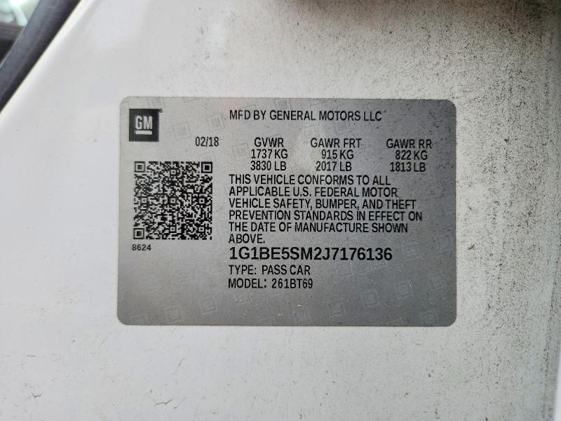 Продаж на аукціоні авто 2018 Chevrolet Cruze, vin: 1G1BE5SM2J7176136, номер лоту: 58710766