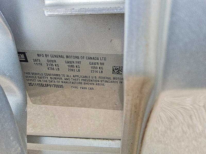 2015 Chevrolet Impala მანქანა იყიდება აუქციონზე, vin: 2G1115SL6F9170926, აუქციონის ნომერი: 56638156
