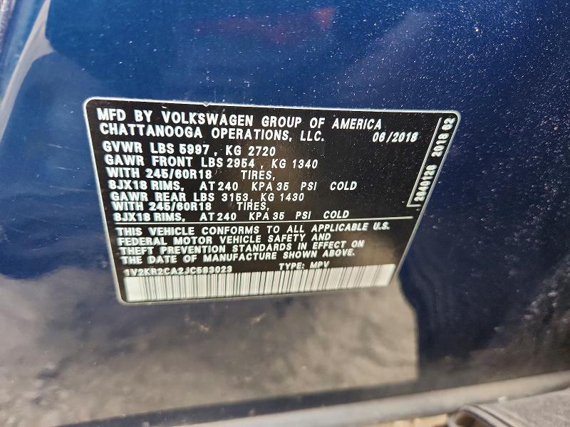 Продажа на аукционе авто 2018 Volkswagen Atlas, vin: 1V2KR2CA2JC583023, номер лота: 59184836