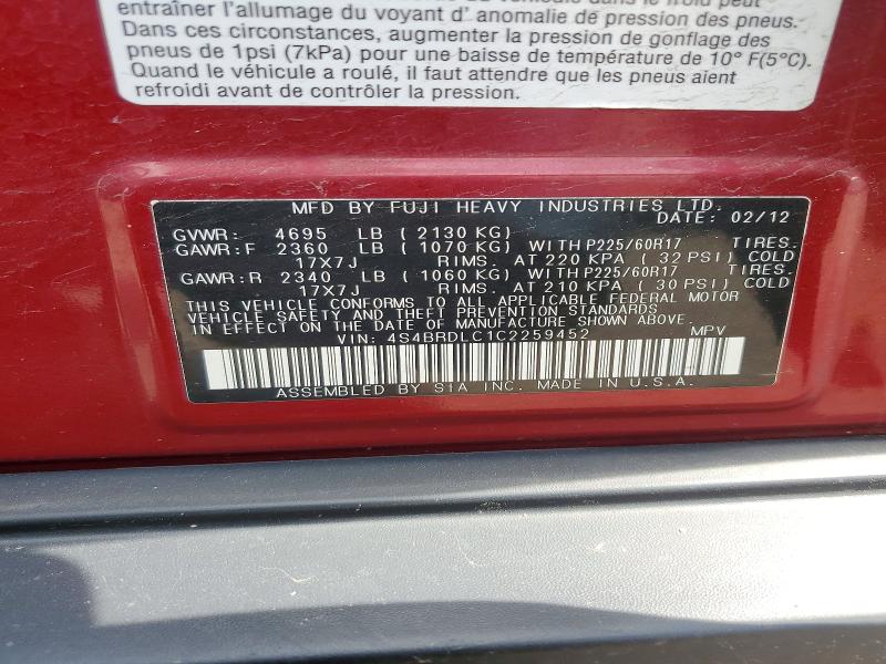 Продажа на аукционе авто 2012 Subaru Outback, vin: 4S4BRDLC1C2259452, номер лота: 56174596